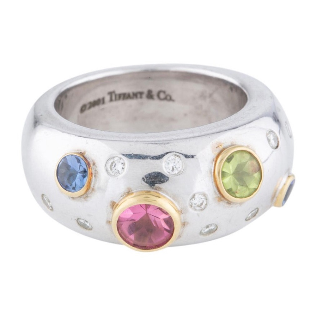 Diamond and multi stone Tiffany Etoile band